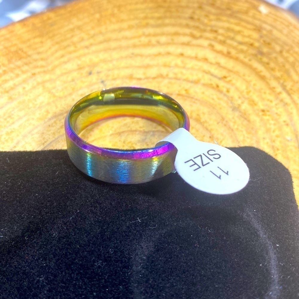 NWT King ring rainbow stainless steel steelband for men​​​​​​​​​
